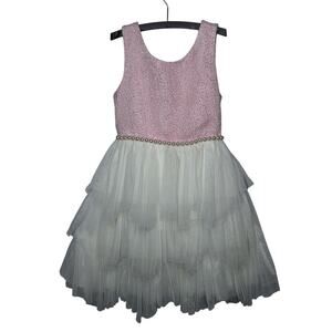Couture Princess Pearl Dress Girls 7 Fluffy Tulle Easter Fancy Party Formal